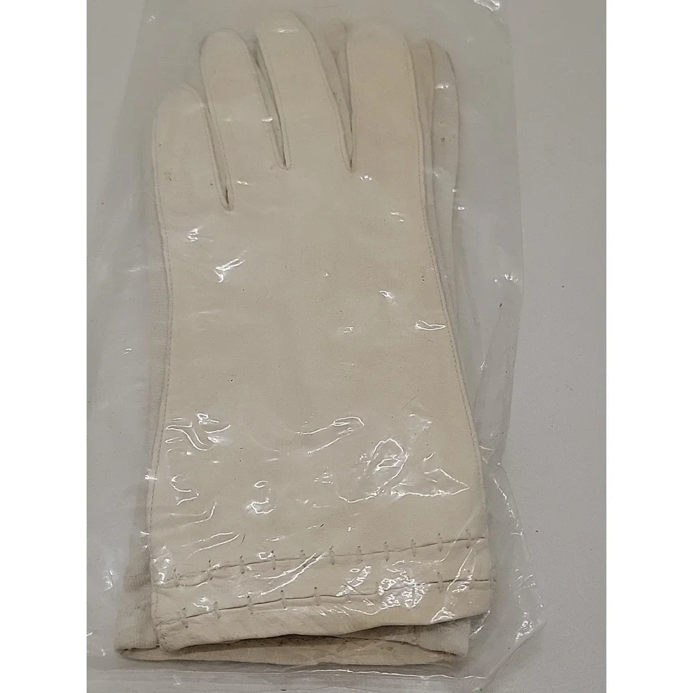 Vintage Never Worn White Genuine Deerskin Leather Gloves Washable‎